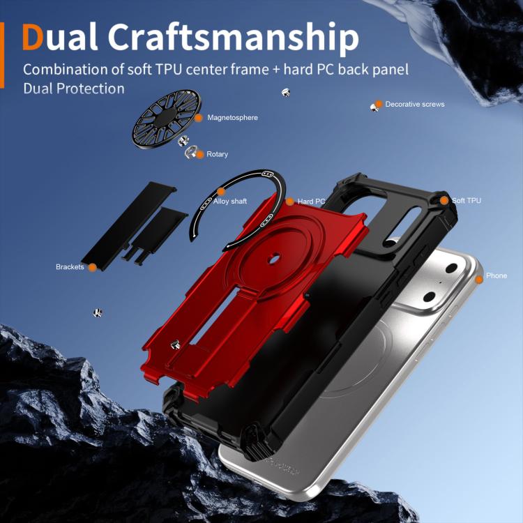 Shockproof Kickstand Metallic Shaft MagSafe Phone Case, For iPhone 17 Pro Max, For iPhone 17 Pro, For iPhone 17