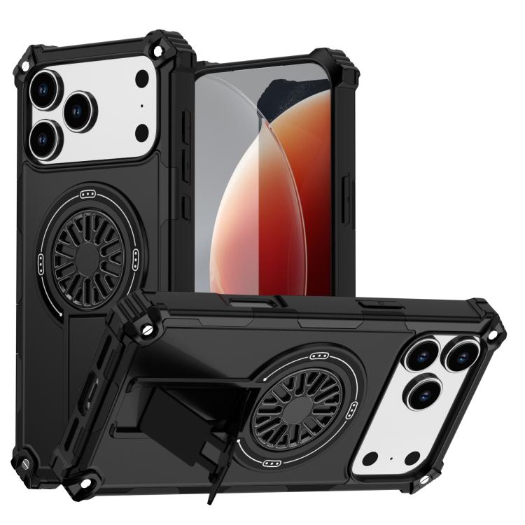 Shockproof Kickstand Metallic Shaft MagSafe Phone Case, For iPhone 17 Pro Max, For iPhone 17 Pro, For iPhone 17