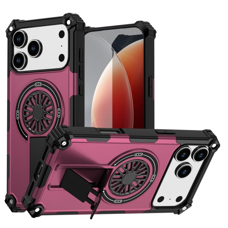 Shockproof Kickstand Metallic Shaft MagSafe Phone Case, For iPhone 17 Pro Max, For iPhone 17 Pro, For iPhone 17