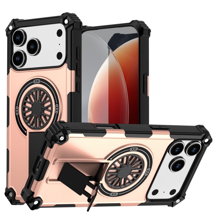 Shockproof Kickstand Metallic Shaft MagSafe Phone Case, For iPhone 17 Pro Max, For iPhone 17 Pro, For iPhone 17