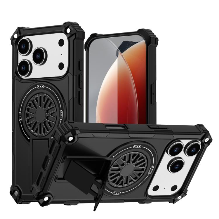 Shockproof Kickstand Metallic Shaft MagSafe Phone Case, For iPhone 17 Pro Max, For iPhone 17 Pro, For iPhone 17