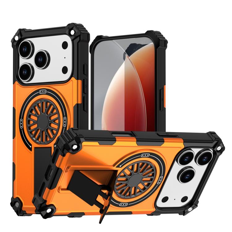 Shockproof Kickstand Metallic Shaft MagSafe Phone Case, For iPhone 17 Pro Max, For iPhone 17 Pro, For iPhone 17