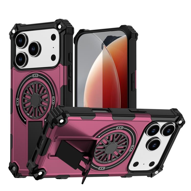 Shockproof Kickstand Metallic Shaft MagSafe Phone Case, For iPhone 17 Pro Max, For iPhone 17 Pro, For iPhone 17