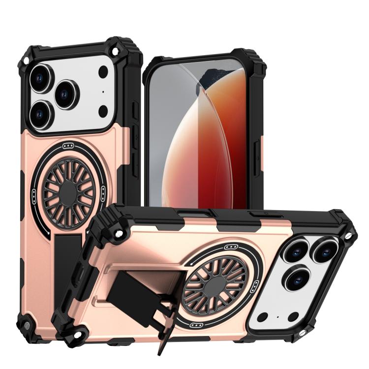 Shockproof Kickstand Metallic Shaft MagSafe Phone Case, For iPhone 17 Pro Max, For iPhone 17 Pro, For iPhone 17