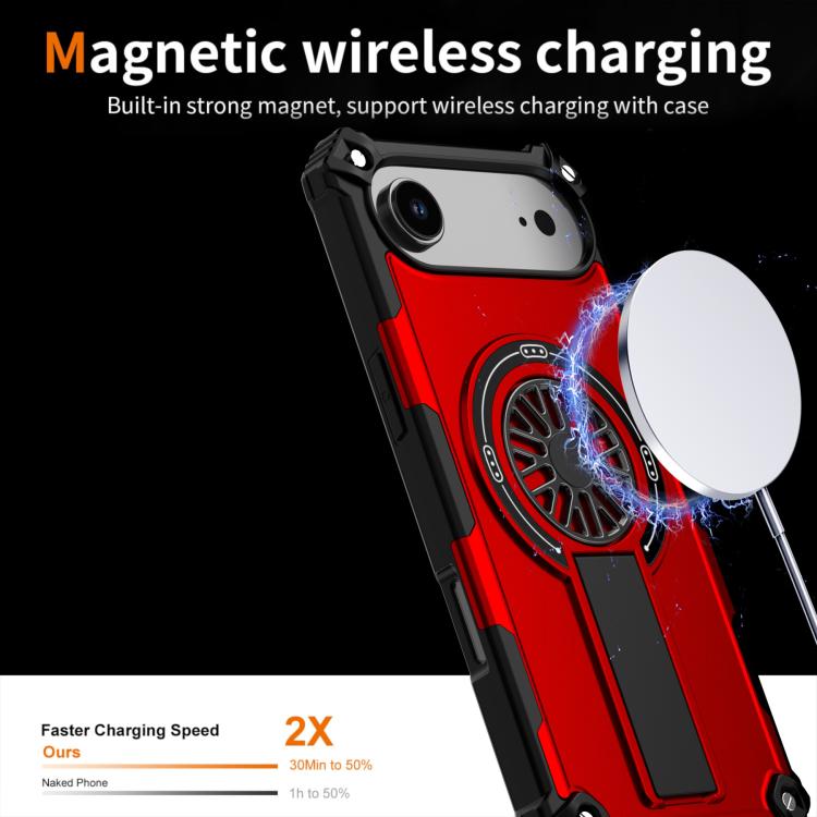 Shockproof Kickstand Metallic Shaft MagSafe Phone Case, For iPhone 16 Pro Max, For iPhone 16 Plus, For iPhone 16