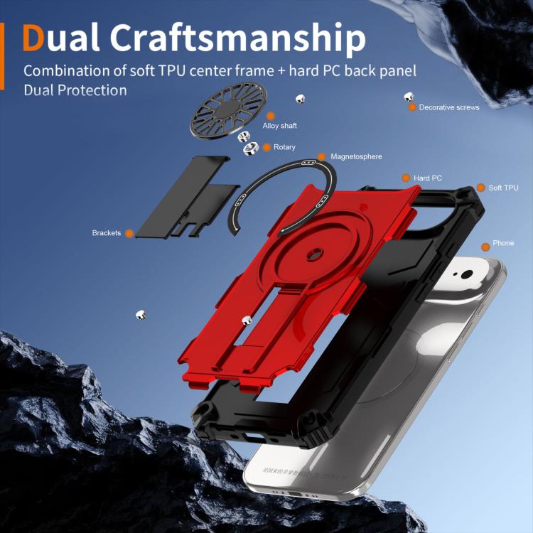 Shockproof Kickstand Metallic Shaft MagSafe Phone Case, For iPhone 16 Pro Max, For iPhone 16 Plus, For iPhone 16