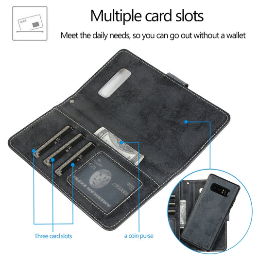 Galaxy Note phone case opened displaying card slot storage and wallet compartments