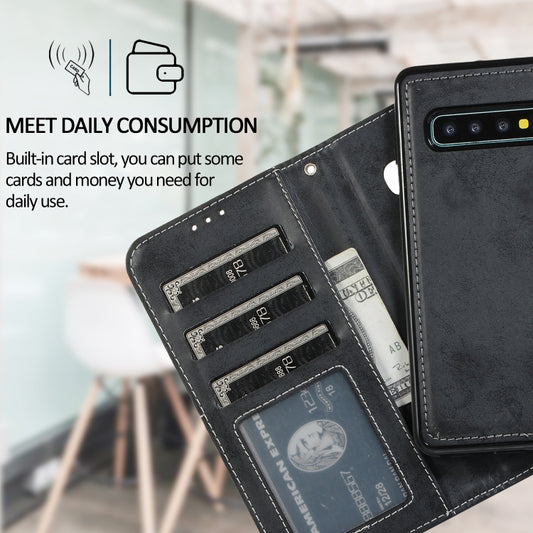 Horizontal leather case for Galaxy S10 displaying all card slot positions