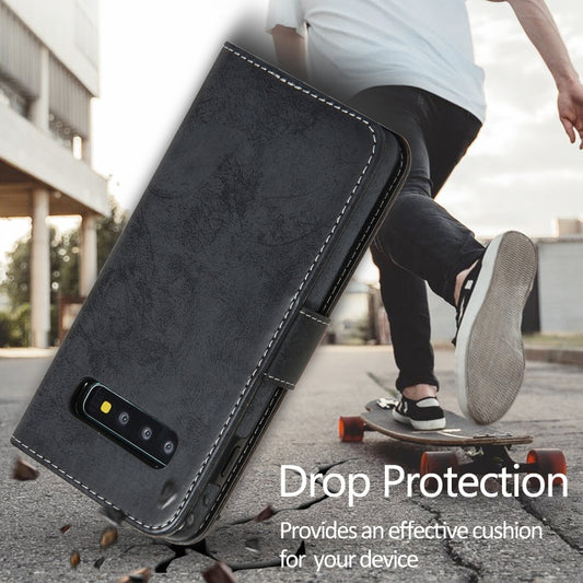 Galaxy S10 protective case with built-in photo frame and card storage open view
