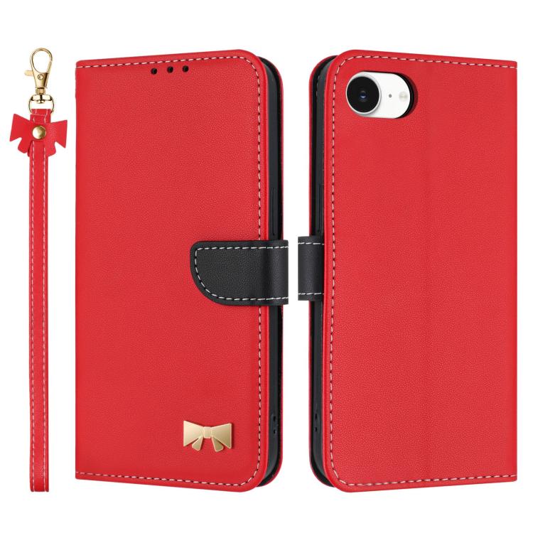 Metal Bow Leather Phone Case with Hand Strap, For iPhone 17 Pro Max, For iPhone 17 Pro, For iPhone 17, For iPhone 17 Air