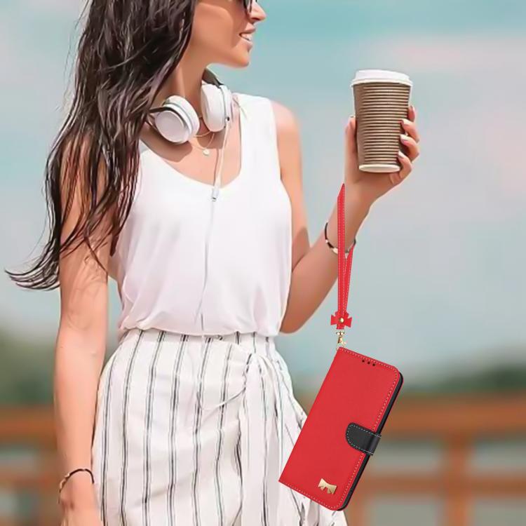 Metal Bow Leather Phone Case with Hand Strap, For iPhone 15, For iPhone 14 / 13, For iPhone 14 Pro, For iPhone 14 Pro Max