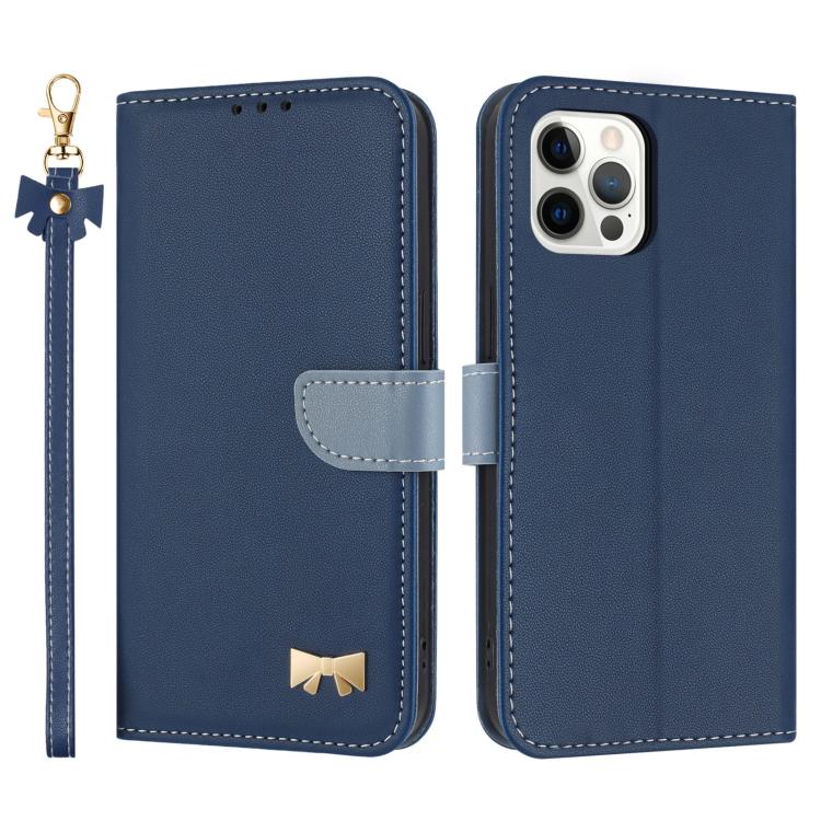 Metal Bow Leather Phone Case with Hand Strap, For iPhone 12 Pro Max, For iPhone 11 Pro Max, For iPhone 11, For iPhone 11 Pro