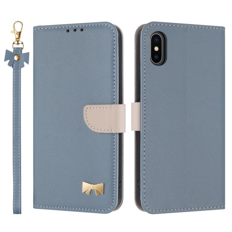 Metal Bow Leather Phone Case with Hand Strap, For iPhone X / XS, For iPhone XR, For iPhone XS Max, For iPhone 7 Plus / 8 Plus