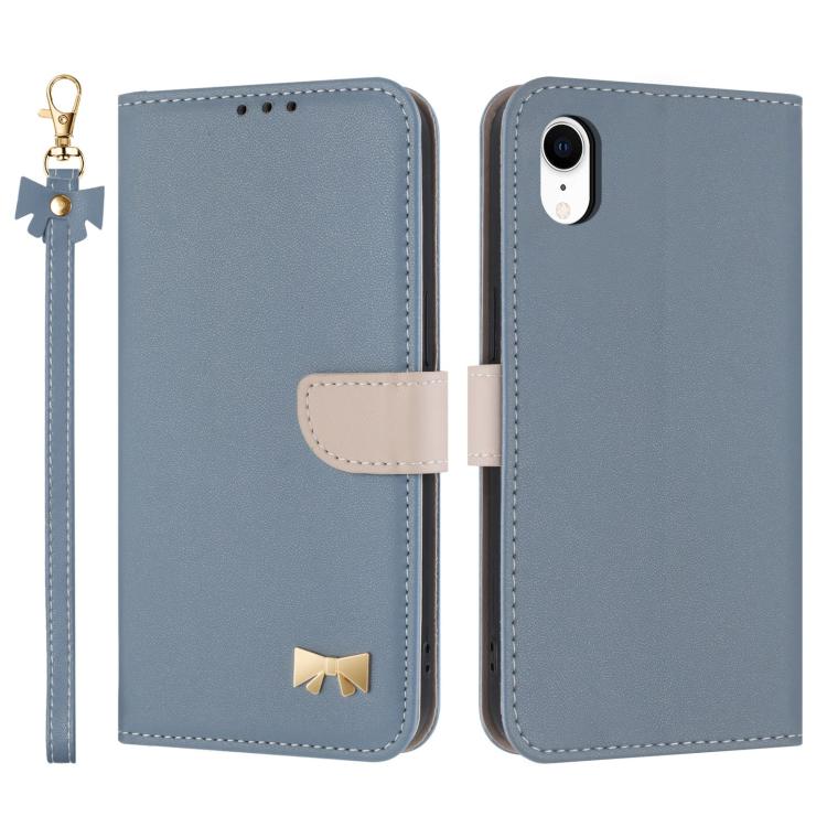 Metal Bow Leather Phone Case with Hand Strap, For iPhone X / XS, For iPhone XR, For iPhone XS Max, For iPhone 7 Plus / 8 Plus