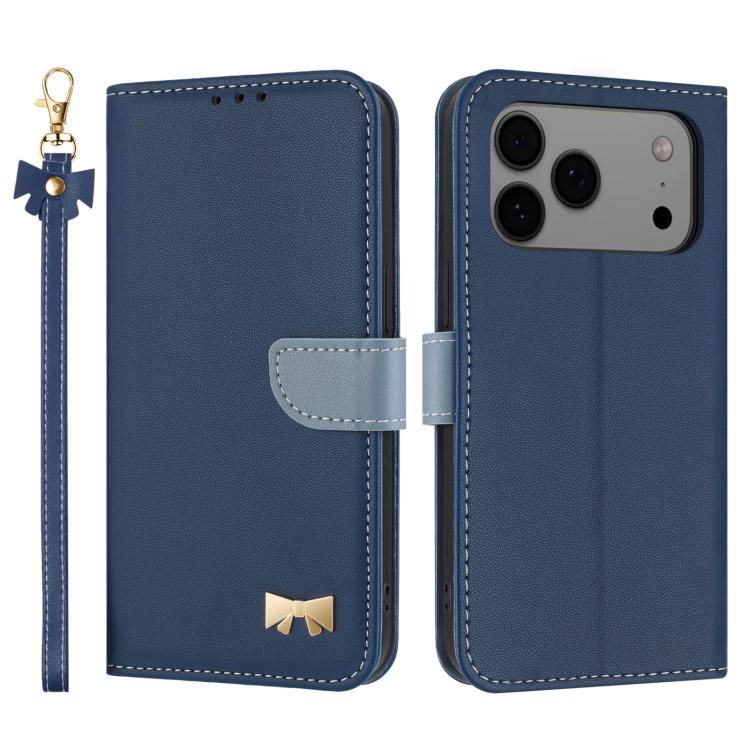 Metal Bow Leather Phone Case with Hand Strap, For iPhone 17 Pro Max, For iPhone 17 Pro, For iPhone 17, For iPhone 17 Air