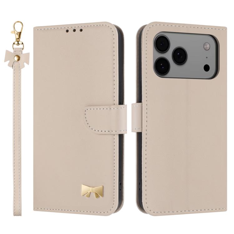 Metal Bow Leather Phone Case with Hand Strap, For iPhone 17 Pro Max, For iPhone 17 Pro, For iPhone 17, For iPhone 17 Air