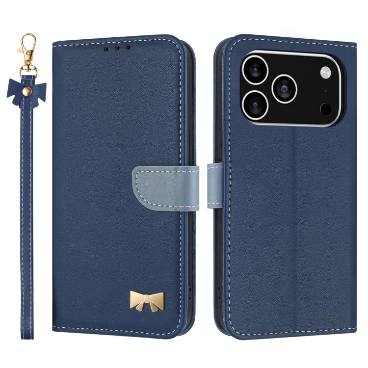 Metal Bow Leather Phone Case with Hand Strap, For iPhone 17 Pro Max, For iPhone 17 Pro, For iPhone 17, For iPhone 17 Air
