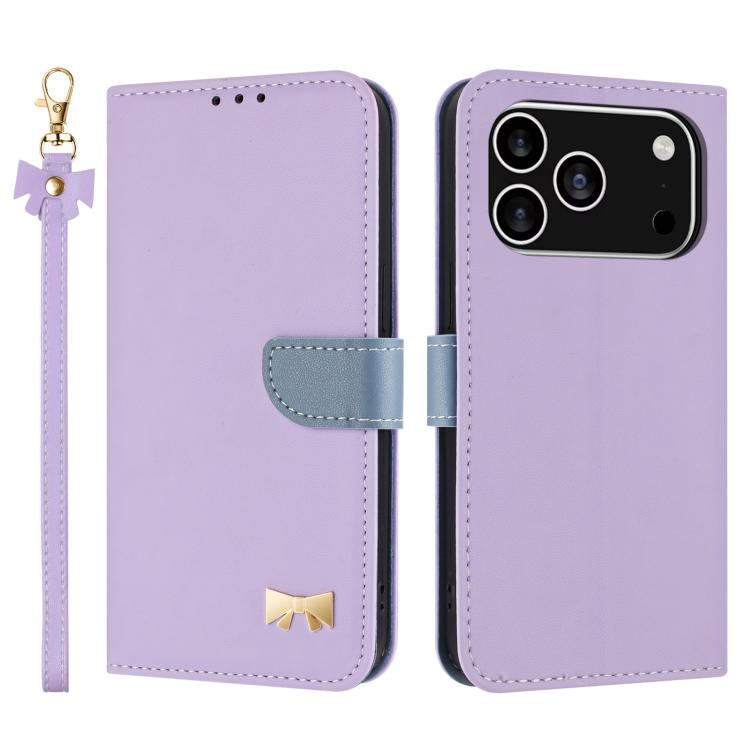 Metal Bow Leather Phone Case with Hand Strap, For iPhone 17 Pro Max, For iPhone 17 Pro, For iPhone 17, For iPhone 17 Air
