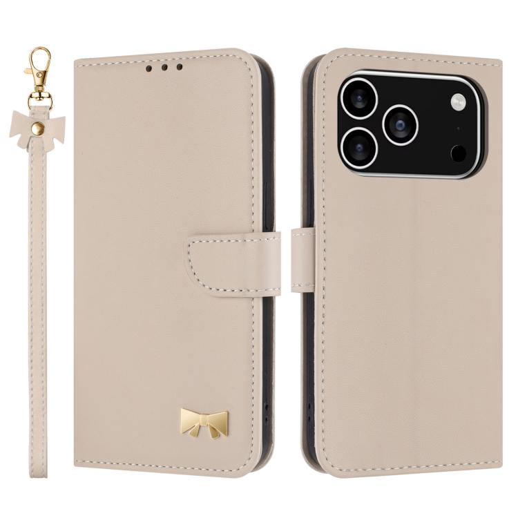 Metal Bow Leather Phone Case with Hand Strap, For iPhone 17 Pro Max, For iPhone 17 Pro, For iPhone 17, For iPhone 17 Air