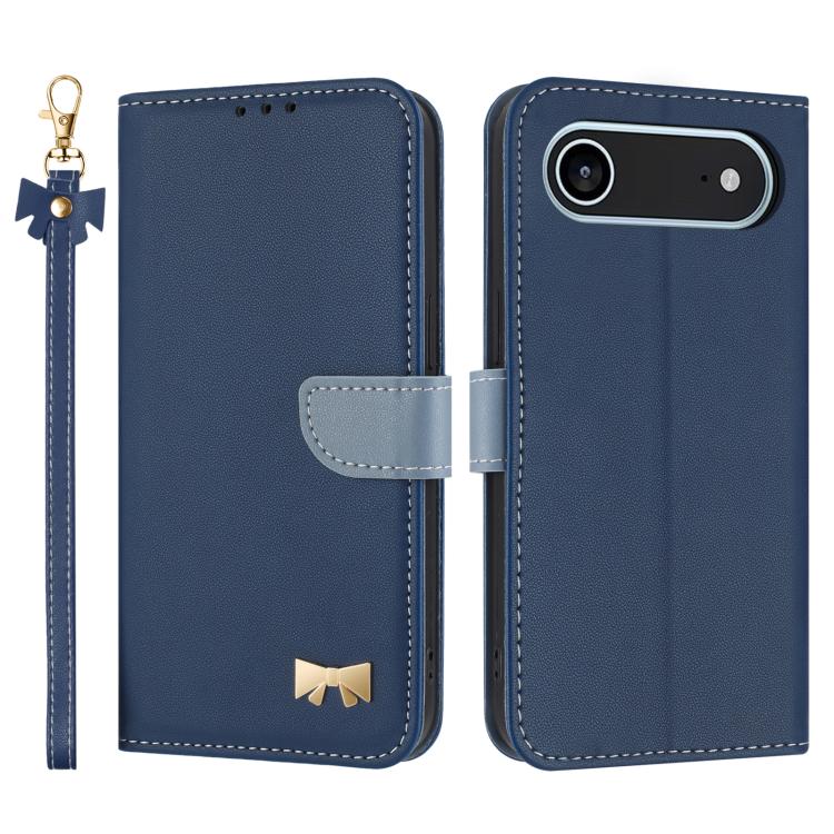 Metal Bow Leather Phone Case with Hand Strap, For iPhone 17 Pro Max, For iPhone 17 Pro, For iPhone 17, For iPhone 17 Air