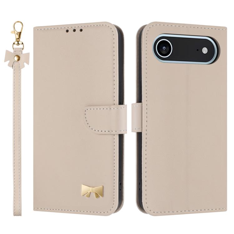 Metal Bow Leather Phone Case with Hand Strap, For iPhone 17 Pro Max, For iPhone 17 Pro, For iPhone 17, For iPhone 17 Air