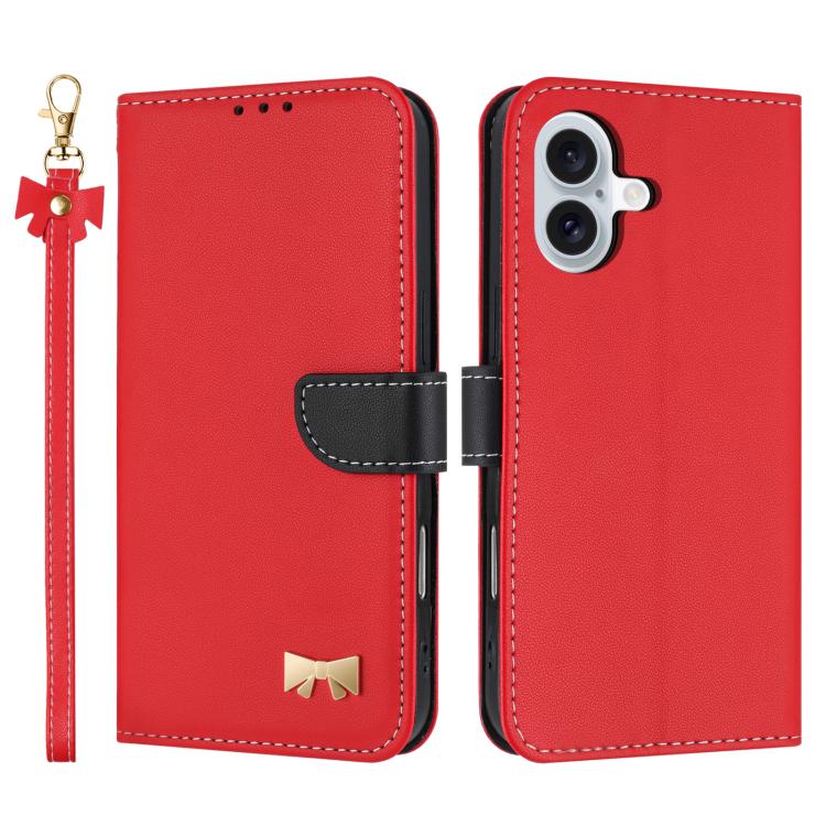 Metal Bow Leather Phone Case with Hand Strap, For iPhone 17 Pro Max, For iPhone 17 Pro, For iPhone 17, For iPhone 17 Air