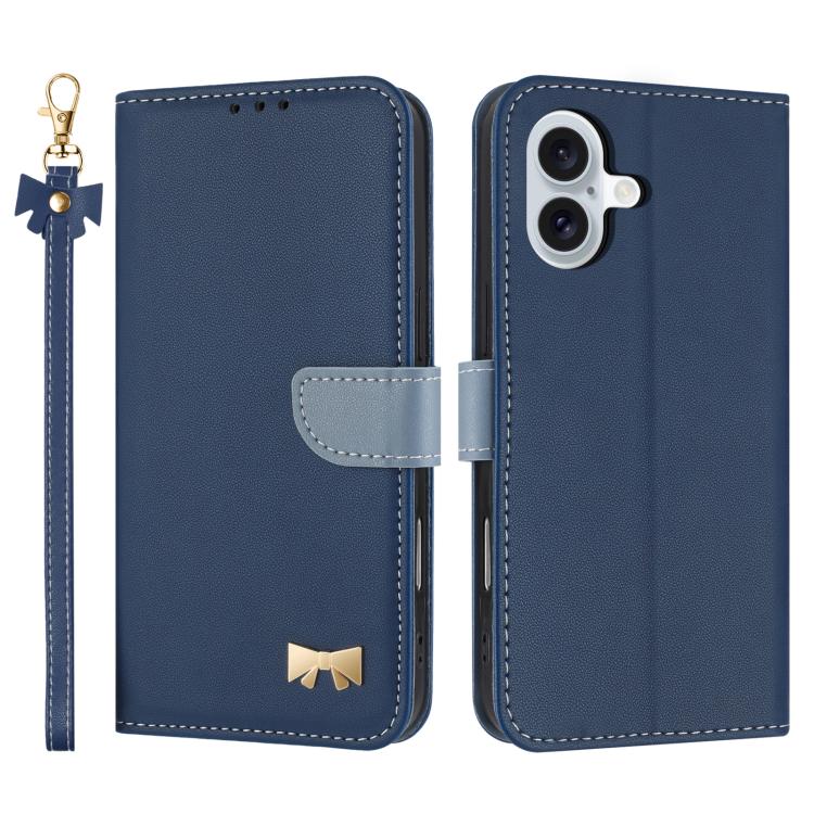 Metal Bow Leather Phone Case with Hand Strap, For iPhone 17 Pro Max, For iPhone 17 Pro, For iPhone 17, For iPhone 17 Air
