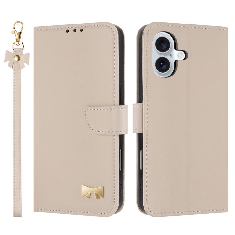 Metal Bow Leather Phone Case with Hand Strap, For iPhone 17 Pro Max, For iPhone 17 Pro, For iPhone 17, For iPhone 17 Air