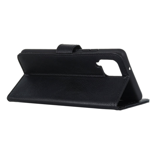 Detailed cowhide texture finish on premium leather phone case with wallet capability