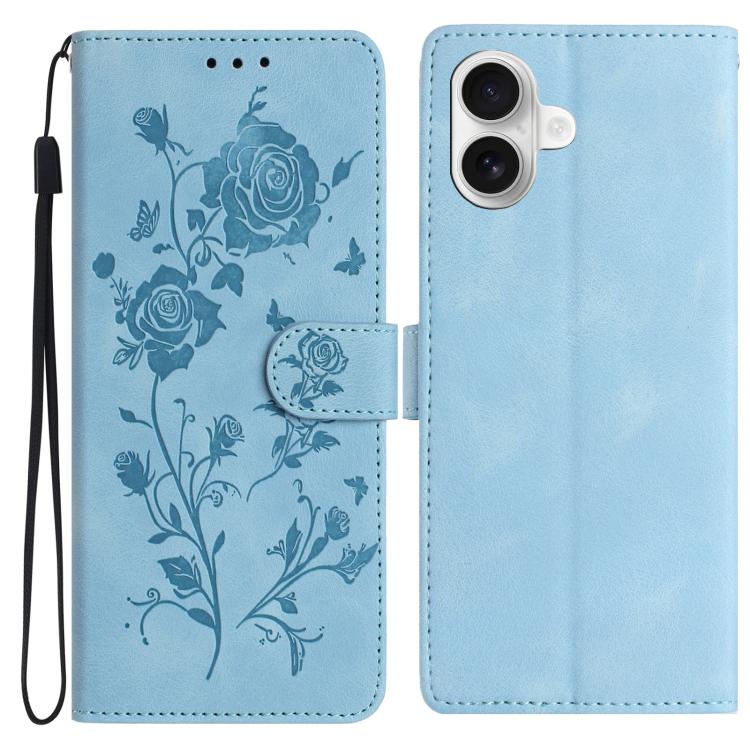 Rose Flower Embossing Pattern Leather Phone Case, For iPhone 17, For iPhone 17 Air