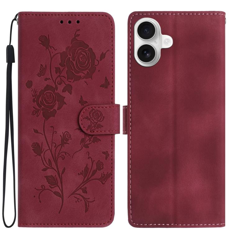 Rose Flower Embossing Pattern Leather Phone Case, For iPhone 17, For iPhone 17 Air