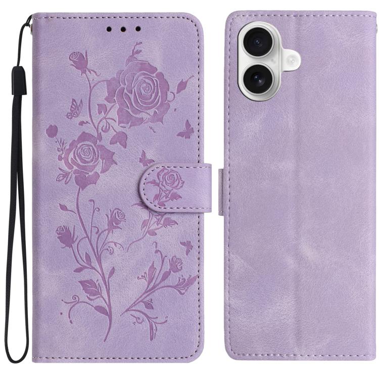 Rose Flower Embossing Pattern Leather Phone Case, For iPhone 17, For iPhone 17 Air