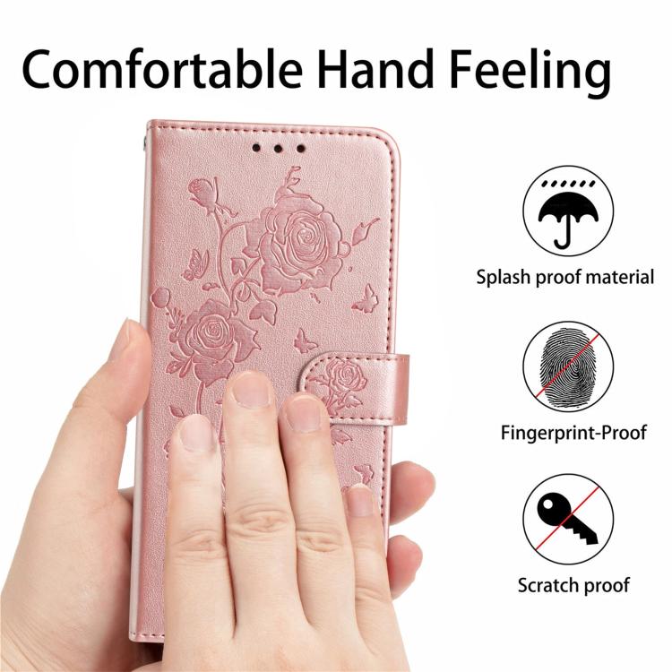 Rose Flower Embossing Pattern Leather Phone Case, For iPhone 17 Pro Max, For iPhone 17 Pro
