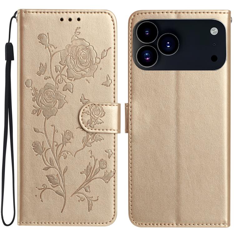 Rose Flower Embossing Pattern Leather Phone Case, For iPhone 17 Pro Max, For iPhone 17 Pro