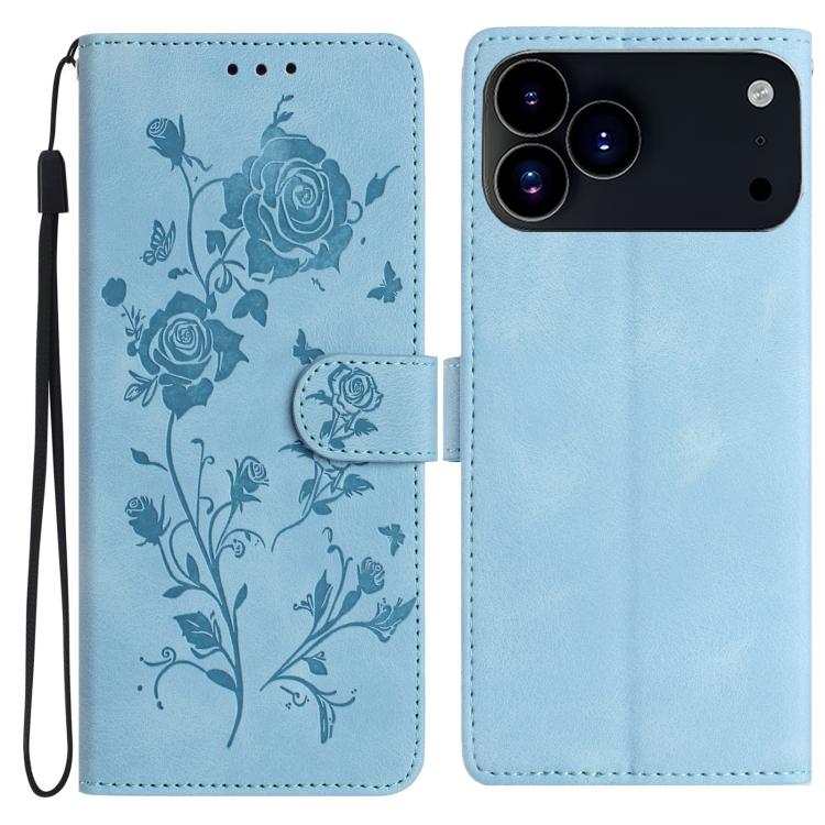 Rose Flower Embossing Pattern Leather Phone Case, For iPhone 17 Pro Max, For iPhone 17 Pro