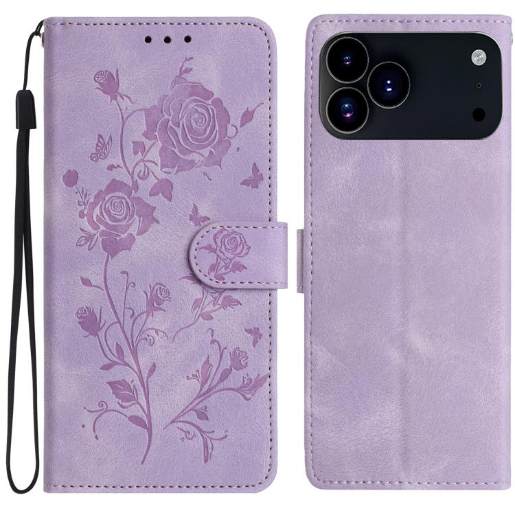 Rose Flower Embossing Pattern Leather Phone Case, For iPhone 17 Pro Max, For iPhone 17 Pro