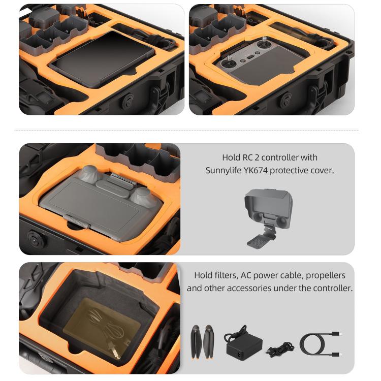 Sunnylife Safety Carrying Case Hard Travel Case Large Capacity Waterproof Shock-proof Box, For DJI Mavic 4 Pro