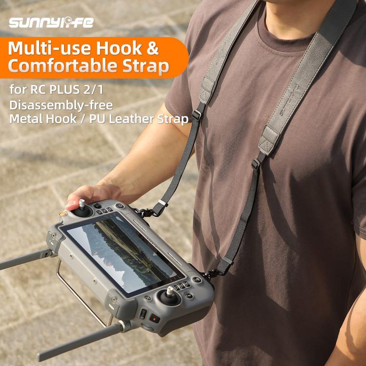 Sunnylife Controller Hanger Bracket with PU Leather Strap Shoulder Belt, For DJI RC Plus 2 / 1