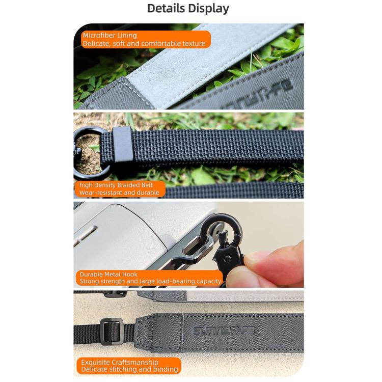 Sunnylife Controller Hanger Bracket with PU Leather Strap Shoulder Belt, For DJI RC Plus 2 / 1