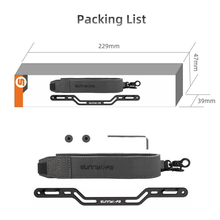 Sunnylife Controller Hanger Bracket with PU Leather Strap Shoulder Belt, For DJI RC Plus 2 / 1
