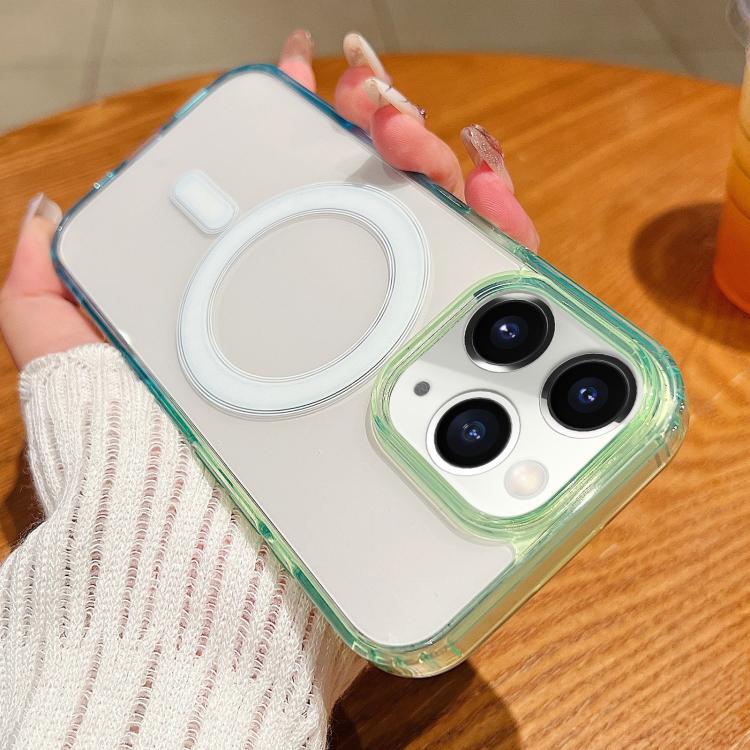 Contrast Color Gradient Transparent MagSafe Phone Case, For iPhone 11, For iPhone 11 Pro