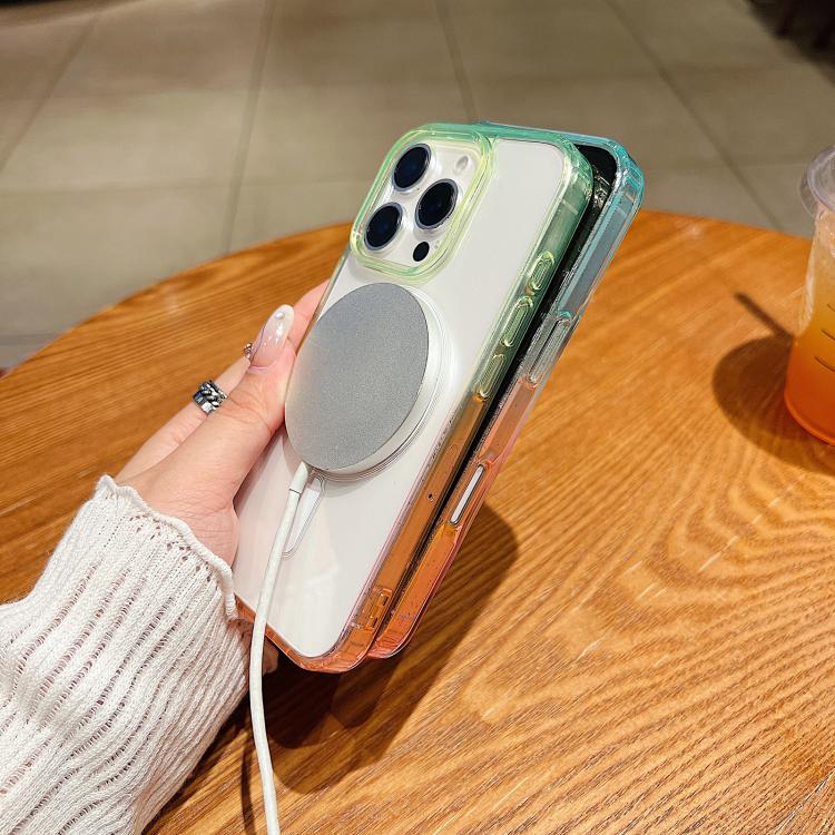 Contrast Color Gradient Transparent MagSafe Phone Case, For iPhone 11, For iPhone 11 Pro