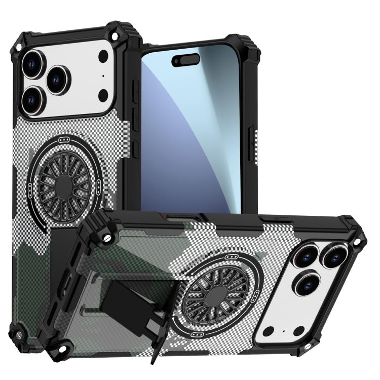 Camouflage Kickstand Rotating Shaft MagSafe Phone Case, For iPhone 16 Pro Max, For iPhone 16 Pro, For iPhone 16 Plus
