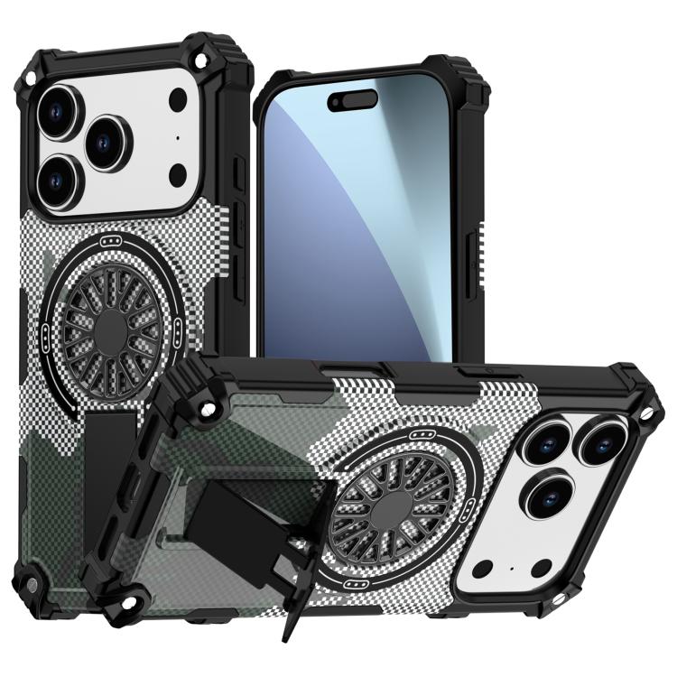Camouflage Kickstand Rotating Shaft MagSafe Phone Case, For iPhone 16 Pro Max, For iPhone 16 Pro, For iPhone 16 Plus