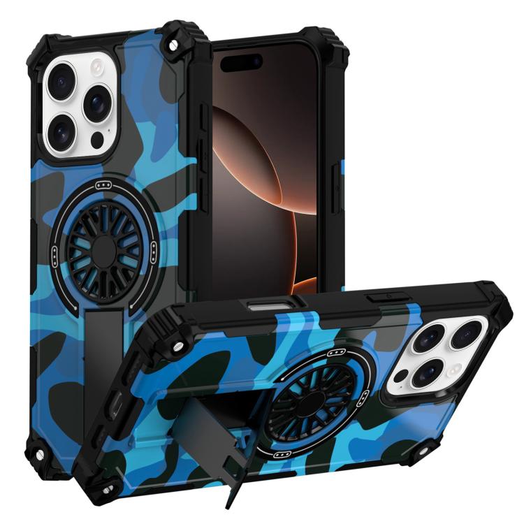 Camouflage Kickstand Rotating Shaft MagSafe Phone Case, For iPhone 16, For iPhone 15 Pro Max, For iPhone 15 Pro