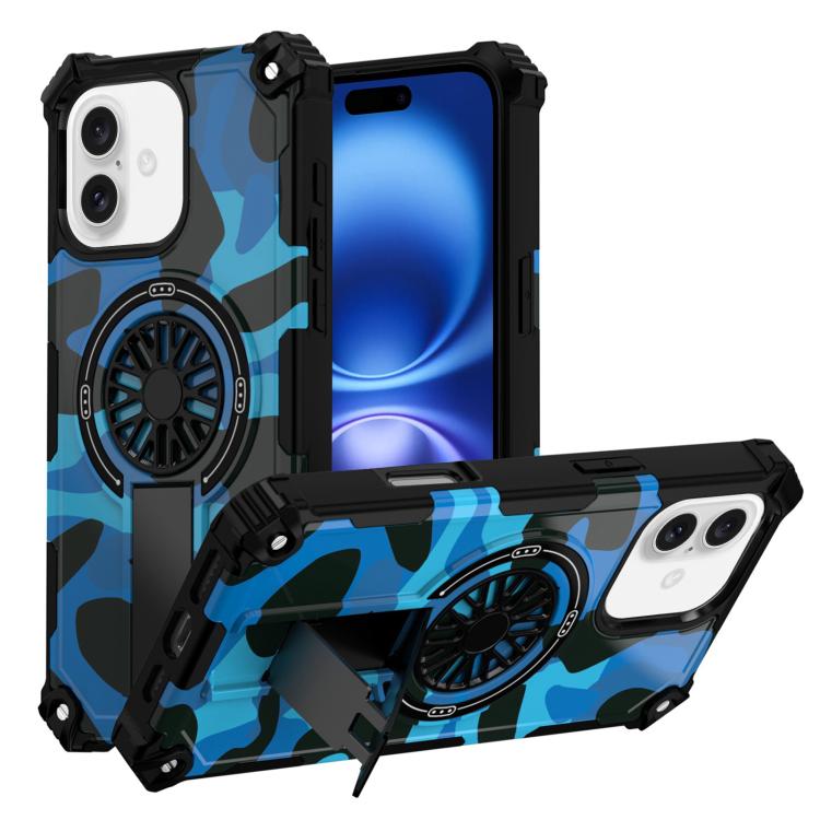 Camouflage Kickstand Rotating Shaft MagSafe Phone Case, For iPhone 16, For iPhone 15 Pro Max, For iPhone 15 Pro