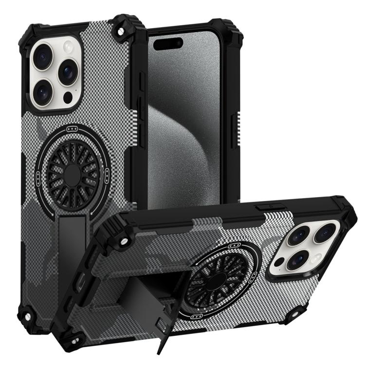 Camouflage Kickstand Rotating Shaft MagSafe Phone Case, For iPhone 16, For iPhone 15 Pro Max, For iPhone 15 Pro