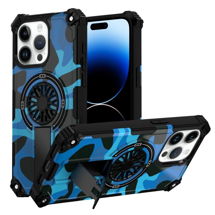 Camouflage Kickstand Rotating Shaft MagSafe Phone Case, For iPhone 14 / 13, For iPhone 14 Pro, For iPhone 14 Pro Max
