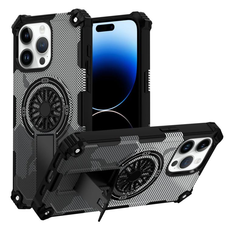 Camouflage Kickstand Rotating Shaft MagSafe Phone Case, For iPhone 14 / 13, For iPhone 14 Pro, For iPhone 14 Pro Max