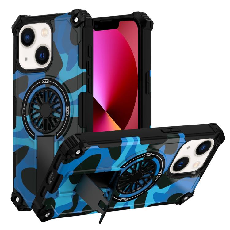 Camouflage Kickstand Rotating Shaft MagSafe Phone Case, For iPhone 15 Plus, For iPhone 15, For iPhone 14 Plus